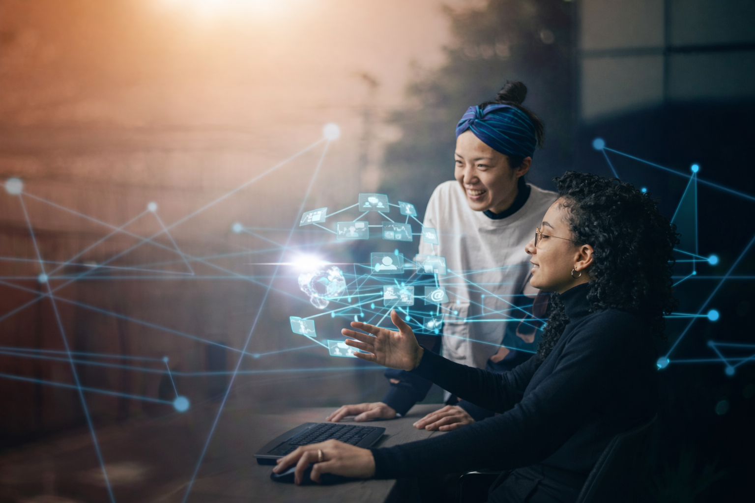 two woman background